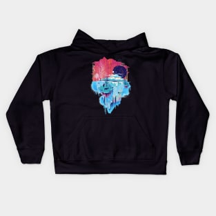 blue and red painting Kids Hoodie